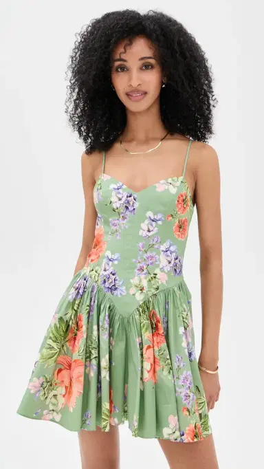 Hemant & Nandita Corseted Mini Dress Green | Thumbnail 2