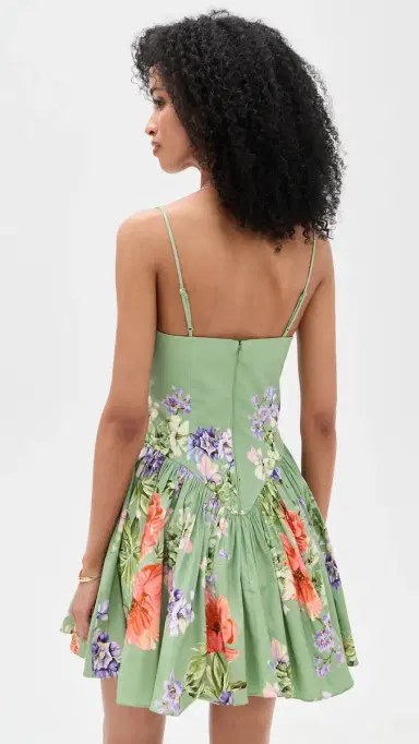 Hemant & Nandita Corseted Mini Dress Green | Thumbnail 3