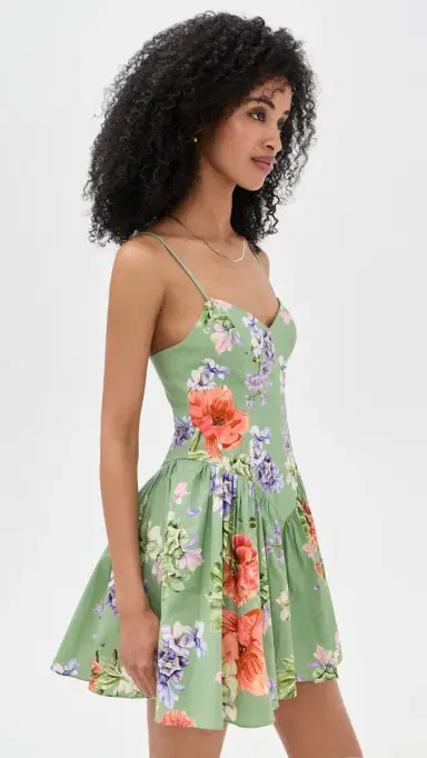 Hemant & Nandita Corseted Mini Dress Green | Thumbnail 4