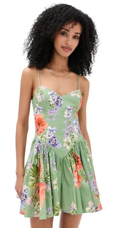 Hemant & Nandita Corseted Mini Dress Green | Thumbnail 1
