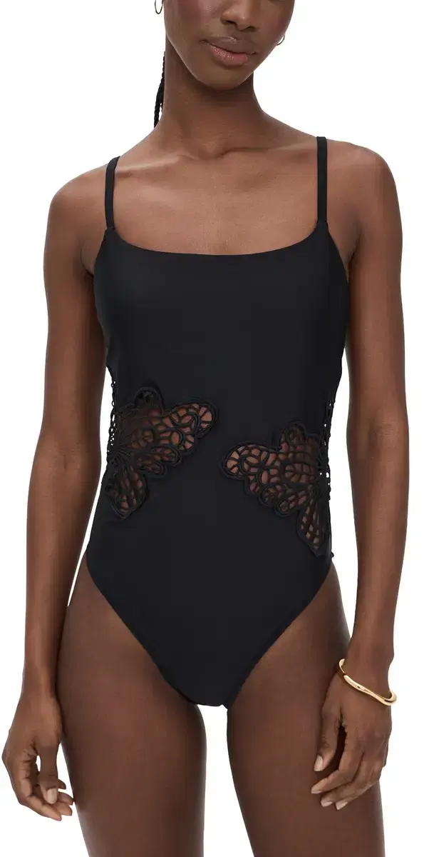 Remi Butterfly Crochet One Piece Black
