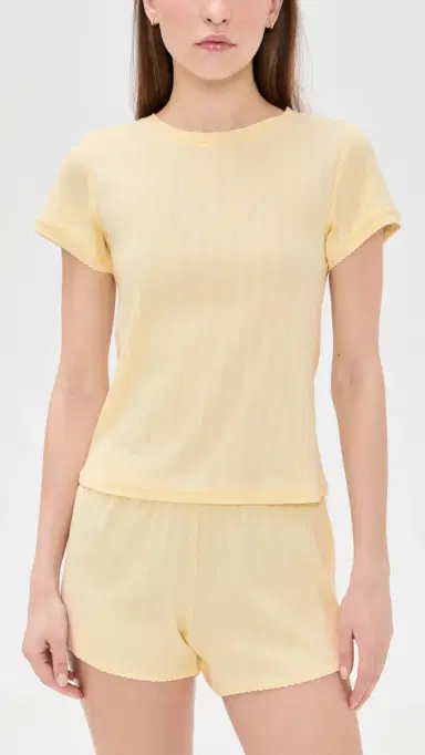 Hill House Home The Coco Pointelle Pajama Set Butter Yellow L | Thumbnail 2