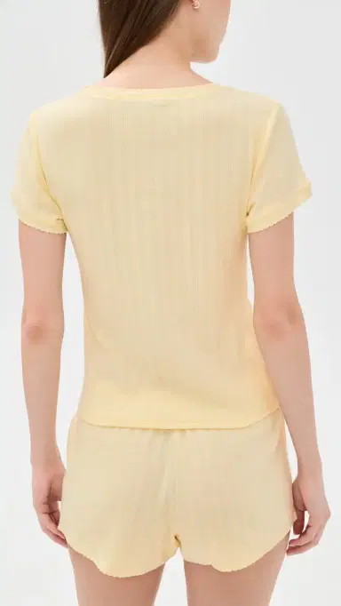 Hill House Home The Coco Pointelle Pajama Set Butter Yellow L | Thumbnail 3
