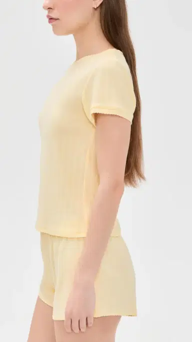 Hill House Home The Coco Pointelle Pajama Set Butter Yellow L | Thumbnail 4