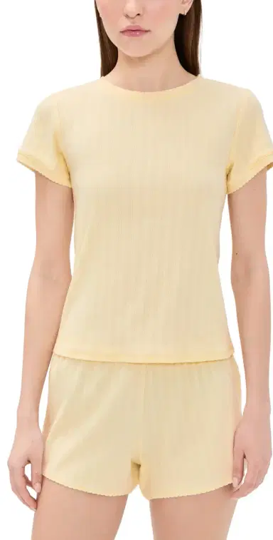 Hill House Home The Coco Pointelle Pajama Set Butter Yellow L | Thumbnail 1