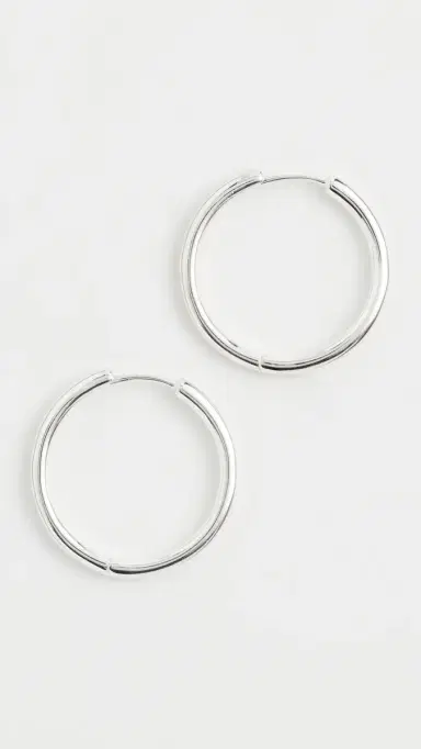 Madewell Demi Skinny Medium Hoop Earrings Silver One Size | Thumbnail 2