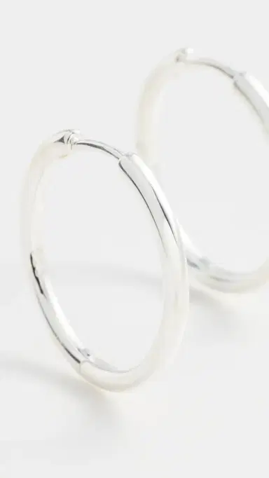 Madewell Demi Skinny Medium Hoop Earrings Silver One Size | Thumbnail 4