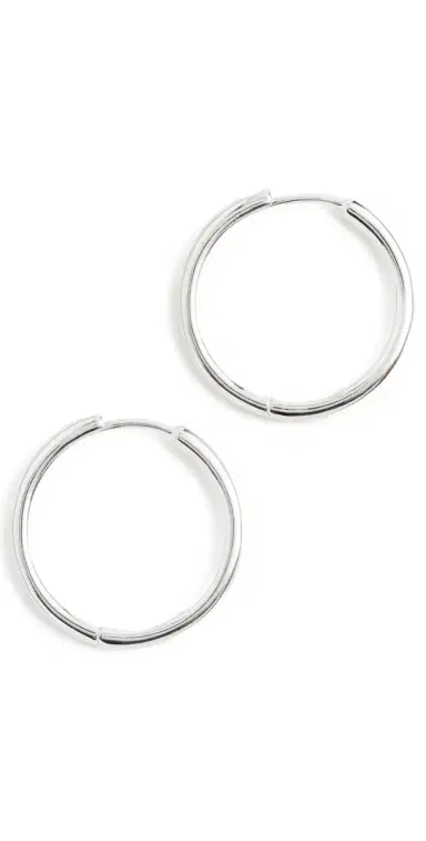 Madewell Demi Skinny Medium Hoop Earrings Silver One Size | Thumbnail 1