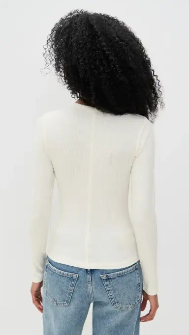 Madewell Drapey Rib Long-Sleeve Tee Winter White | Thumbnail 3 Madewell Drapey Rib Long-Sleeve Tee Winter White | Thumbnail 3