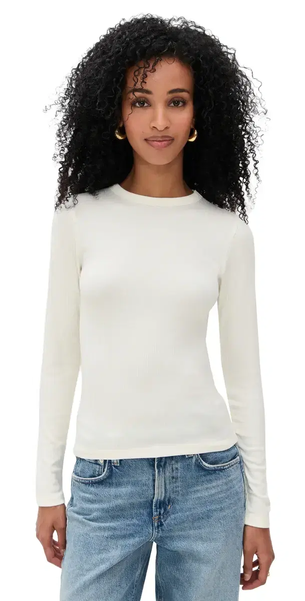 Drapey Rib Long-Sleeve Tee Winter White