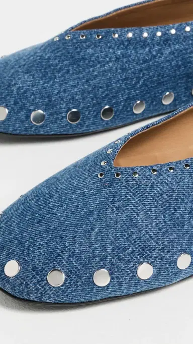 GANNI Jenny Ballerina Denim Flats Mid Blue Stone | Thumbnail 6
