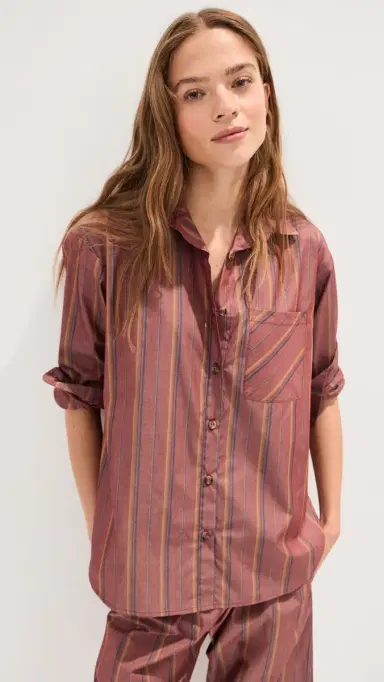 LE BOP Winnie Button Down Rust tripe | Thumbnail 2