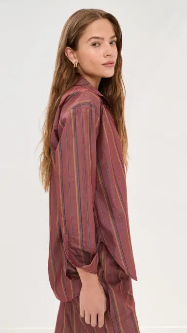 LE BOP Winnie Button Down Rust tripe | Thumbnail 4