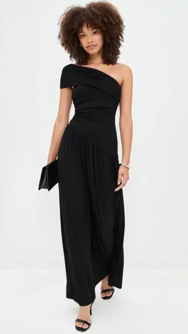 Runaway the Label Lara One Shoulder Maxi Dress Black | Thumbnail 2