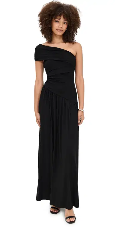 Runaway the Label Lara One Shoulder Maxi Dress Black | Thumbnail 1