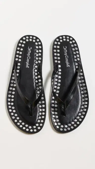 Jeffrey Campbell Katrina Flip Flops Black Silver 7 | Thumbnail 2