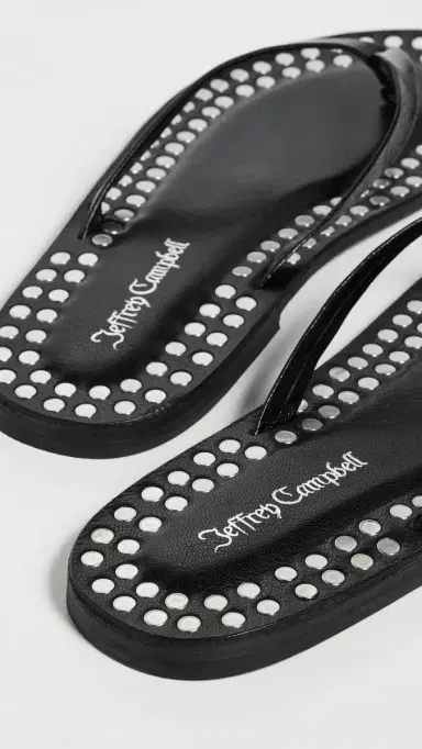 Jeffrey Campbell Katrina Flip Flops Black Silver 7 | Thumbnail 4