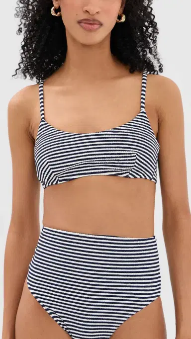 Tanya Taylor Seamless Kaia Bikini Top Maritime Blue/Cream Multi | Thumbnail 2