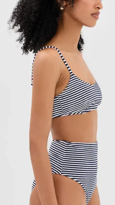 Tanya Taylor Seamless Kaia Bikini Top Maritime Blue/Cream Multi | Thumbnail 4