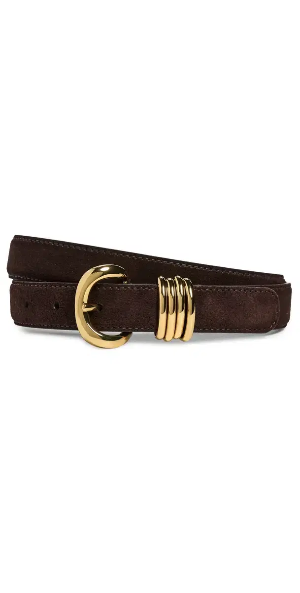 Madewell Metal Keeper Belt In Suede Coffee Bean