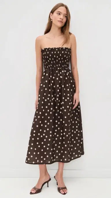 The Lulo Project The Drift Dress Polka Dots Brown M | Thumbnail 2