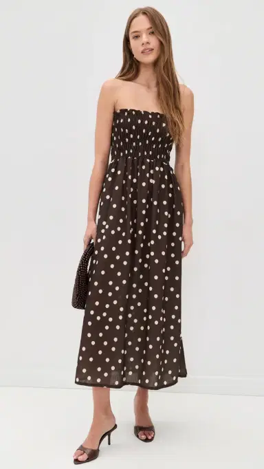 The Lulo Project The Drift Dress Polka Dots Brown M | Thumbnail 5