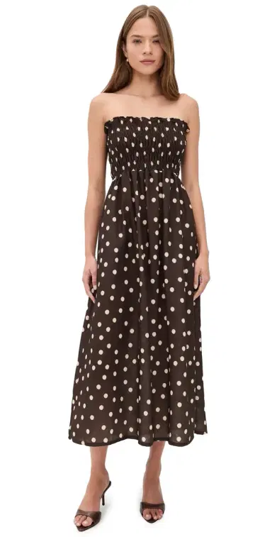 The Lulo Project The Drift Dress Polka Dots Brown M | Thumbnail 1