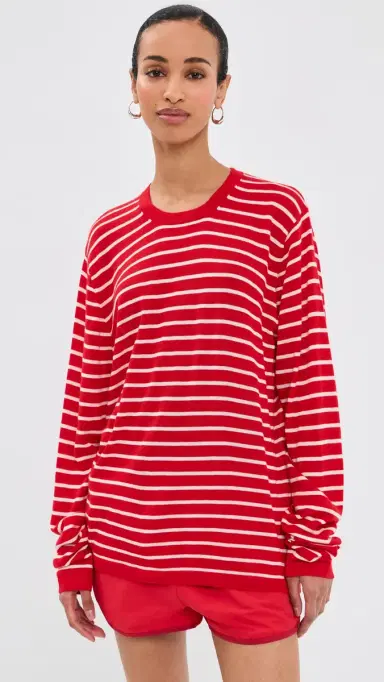 SPRWMN Long Sleeve Cashmere Tee Red tripes | Thumbnail 3 SPRWMN Long Sleeve Cashmere Tee Red tripes | Thumbnail 3