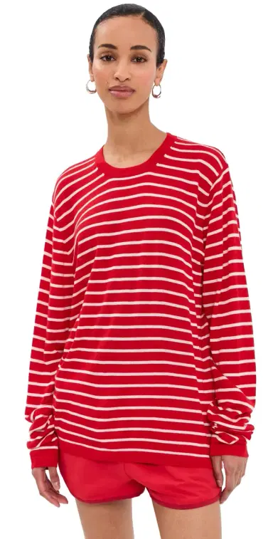 SPRWMN Long Sleeve Cashmere Tee Red tripes | Thumbnail 1 SPRWMN Long Sleeve Cashmere Tee Red tripes | Thumbnail 1
