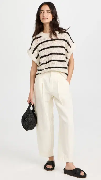APIECE APART Bari Crop Trousers Cream 8 | Thumbnail 5 APIECE APART Bari Crop Trousers Cream 8 | Thumbnail 5