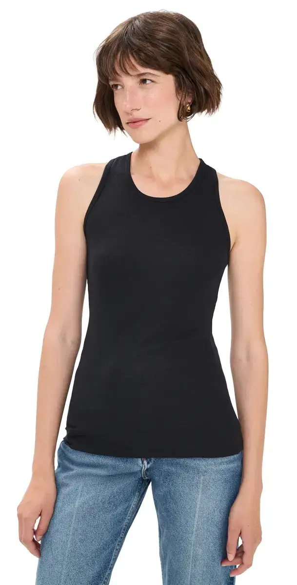 uxury Rib Tank Top Black