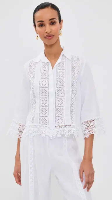 TEMPTATION POSITANO Natisso Linen Top White S | Thumbnail 2