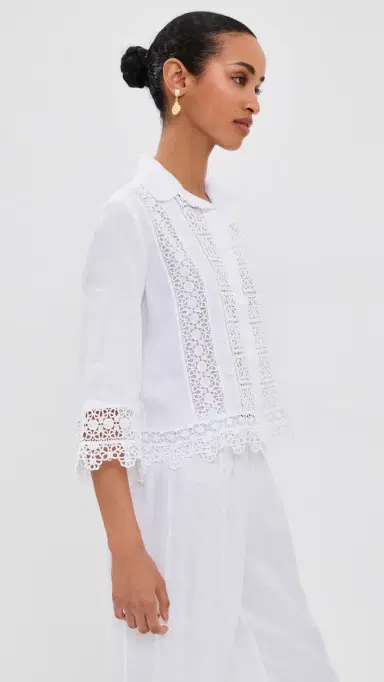 TEMPTATION POSITANO Natisso Linen Top White S | Thumbnail 4