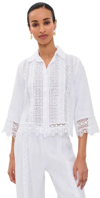 TEMPTATION POSITANO Natisso Linen Top White S | Thumbnail 1