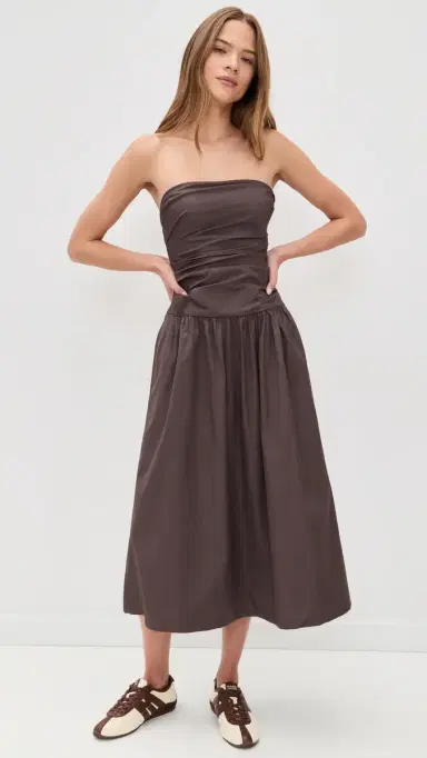 Madewell Amari Ruched Midi Dress Chocolate Plum | Thumbnail 2 Madewell Amari Ruched Midi Dress Chocolate Plum | Thumbnail 2