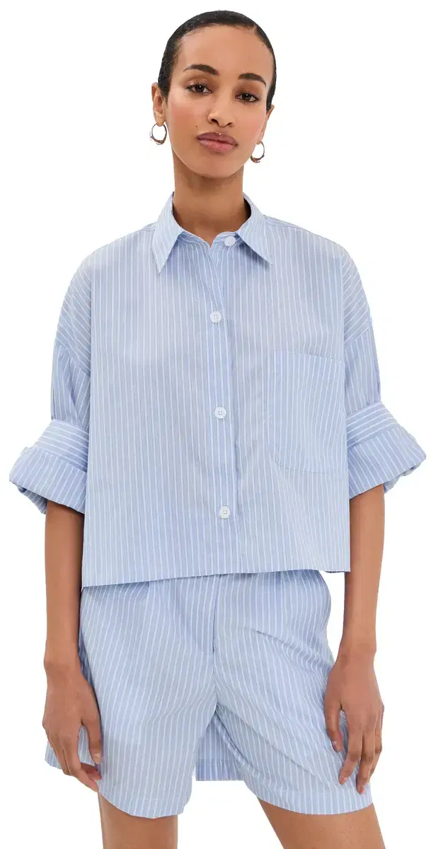 TWP Next Ex Button Down Shirt Blue Haven/White