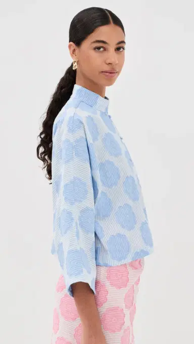 La Vie Style House Mod Flower Blue Everyday Shirt | Thumbnail 4 La Vie Style House Mod Flower Blue Everyday Shirt | Thumbnail 4