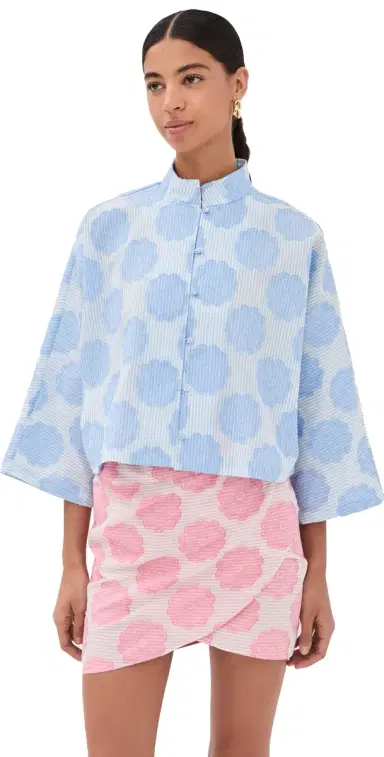 La Vie Style House Mod Flower Blue Everyday Shirt | Thumbnail 1 La Vie Style House Mod Flower Blue Everyday Shirt | Thumbnail 1