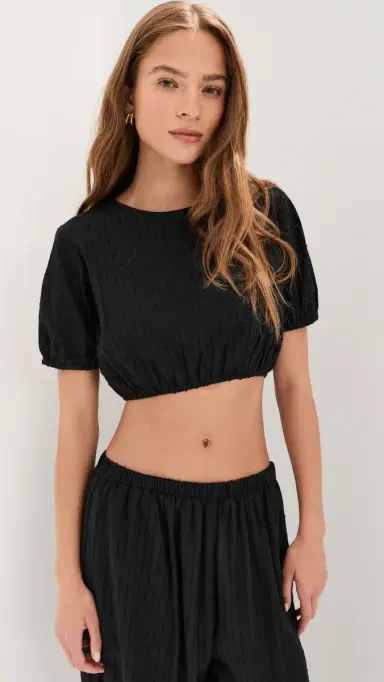LE BOP Lillian Cropped Blouse Black L | Thumbnail 2