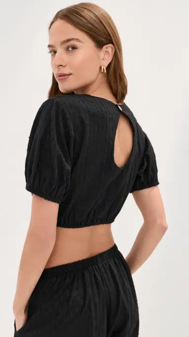 LE BOP Lillian Cropped Blouse Black L | Thumbnail 3