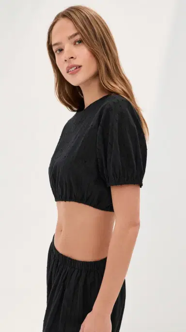 LE BOP Lillian Cropped Blouse Black L | Thumbnail 4