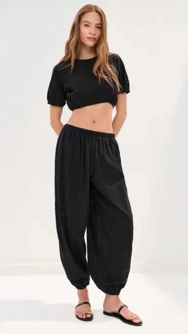 LE BOP Lillian Cropped Blouse Black L | Thumbnail 5