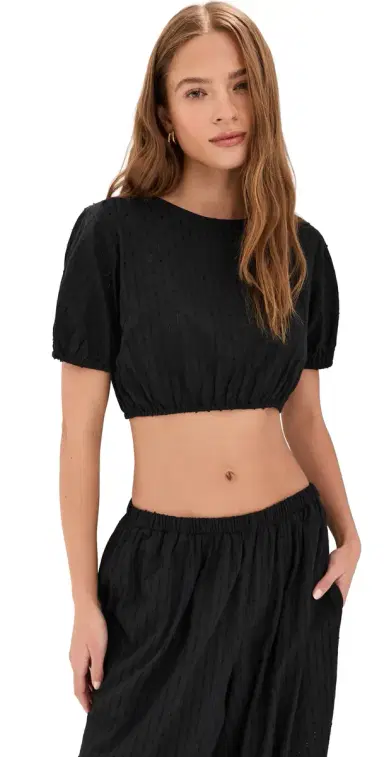 LE BOP Lillian Cropped Blouse Black L | Thumbnail 1