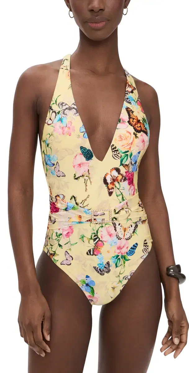 L'AGENCE Lisa Garden Butterflies Plunge One Piece ulti