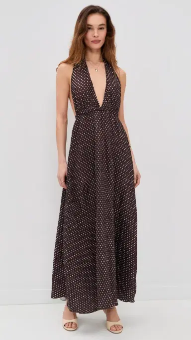 LIONESS District Maxi Dress Chocolate Blue Polka | Thumbnail 2