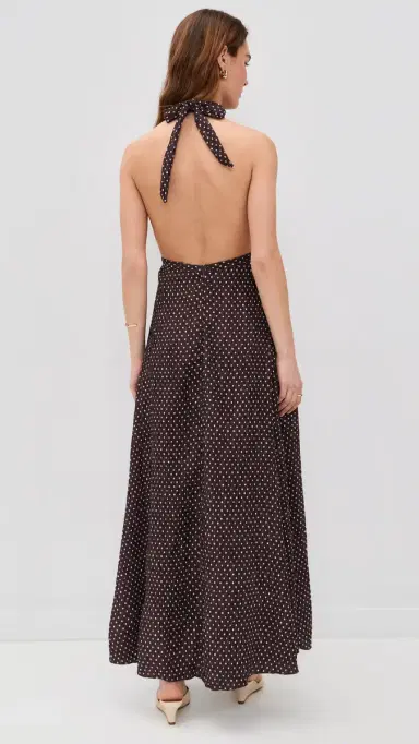 LIONESS District Maxi Dress Chocolate Blue Polka | Thumbnail 3