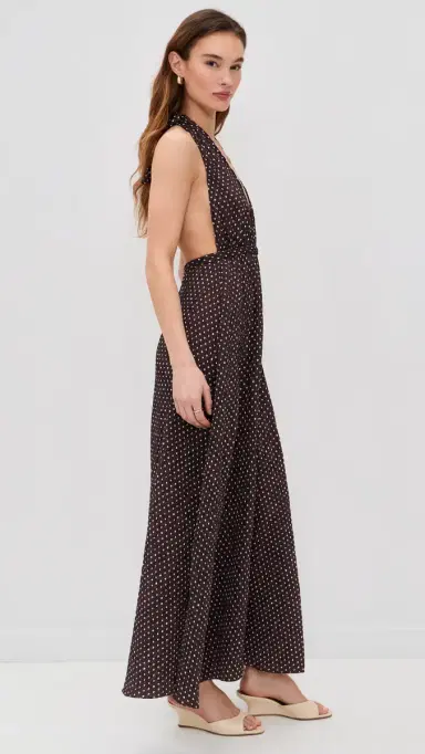 LIONESS District Maxi Dress Chocolate Blue Polka | Thumbnail 4