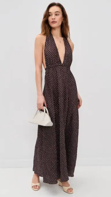 LIONESS District Maxi Dress Chocolate Blue Polka | Thumbnail 5