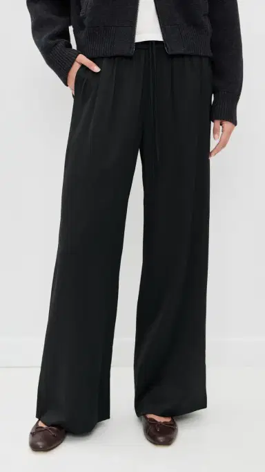 LE BOP Arden Satin Wide Leg Pants Black | Thumbnail 2