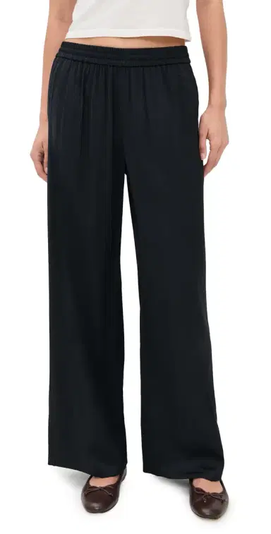 LE BOP Arden Satin Wide Leg Pants Black | Thumbnail 1